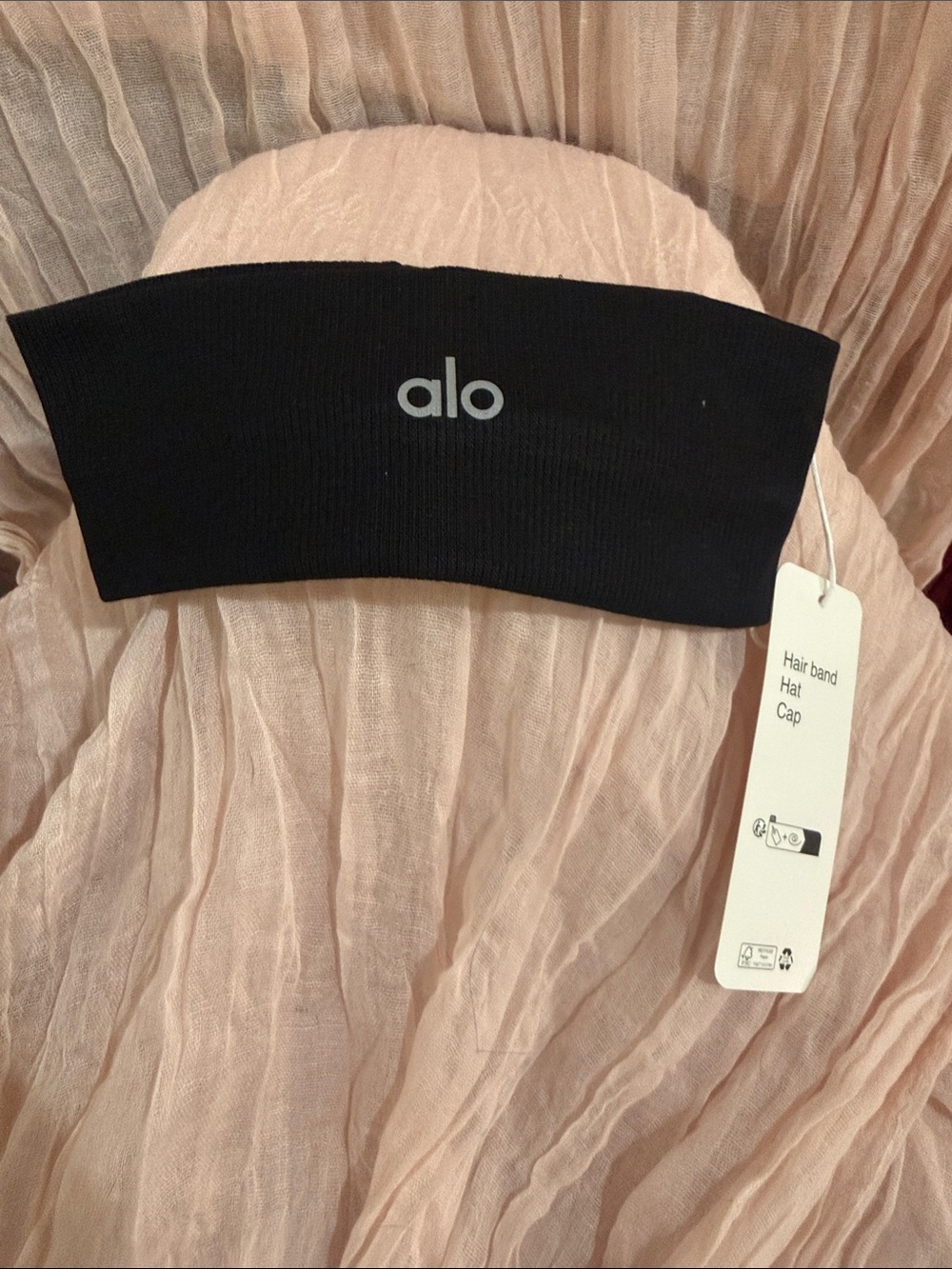 ALO Yoga Black Headband with White Logo